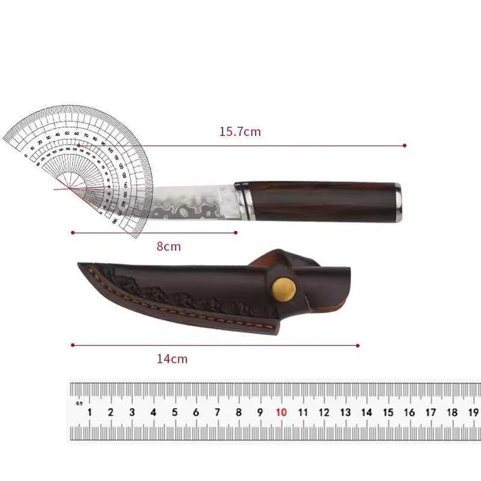 Cutit Samurai, Otel inoxidabil Damasc, teaca piele