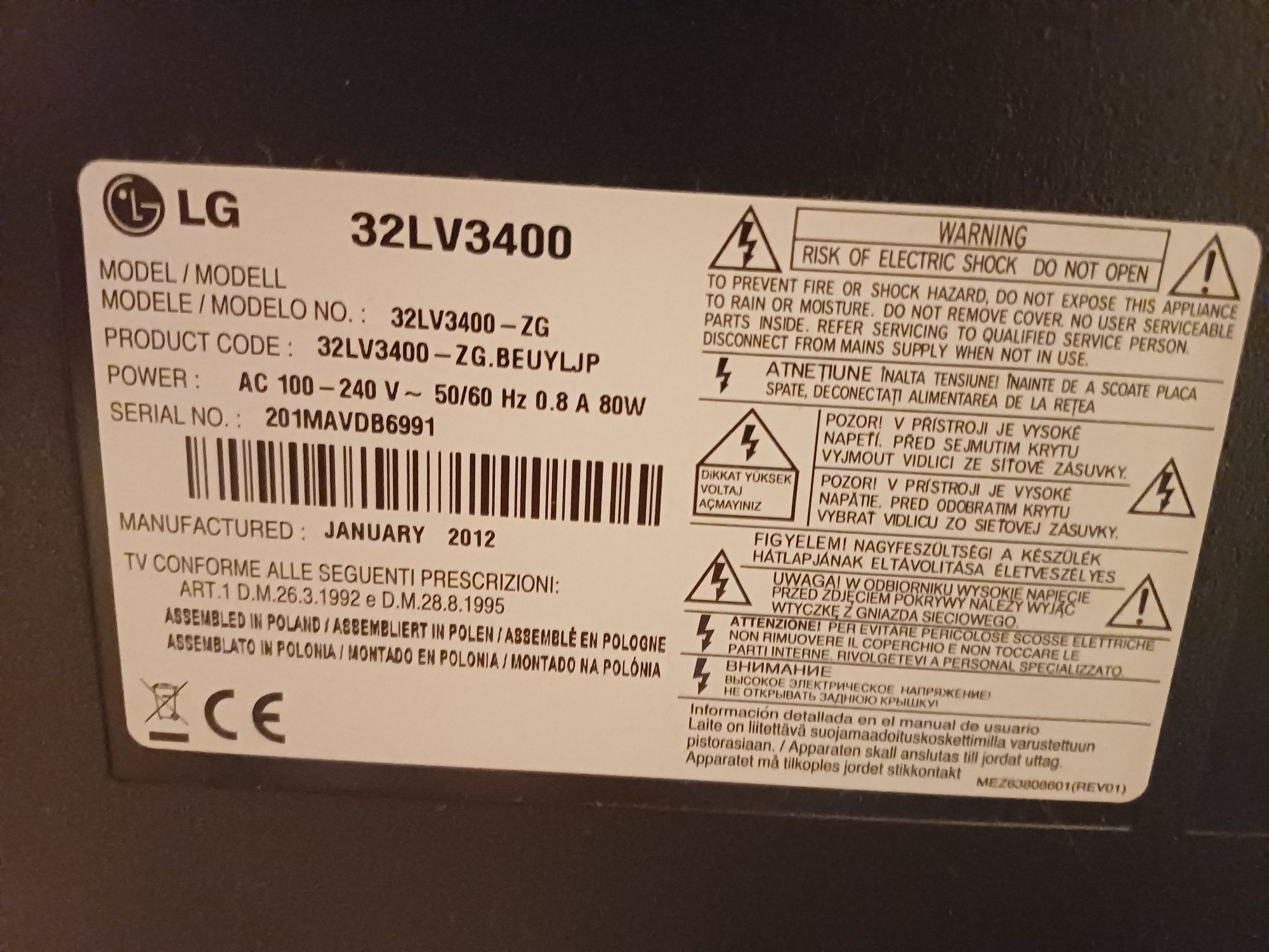 Телевизор LG 32LV3400 LED