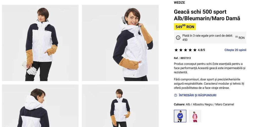 Geaca schi Wedze 500 Sport Verde Dama