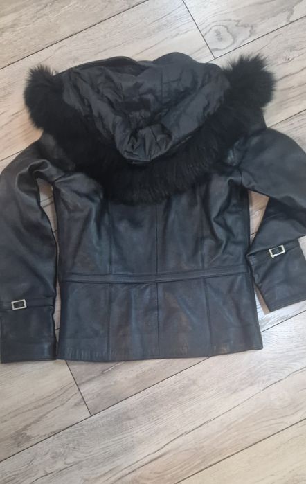 Зимно кожено яке с качулка, размер Л