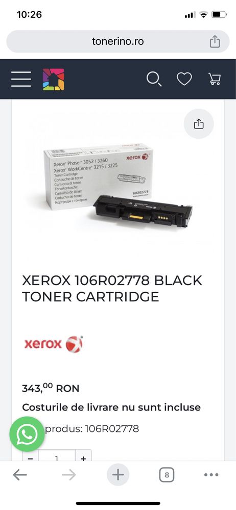 Toner xerox 106R02778 nefolosit