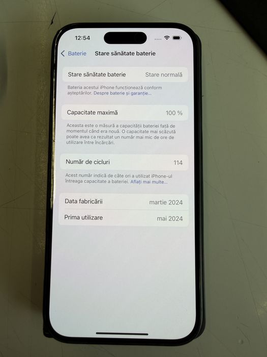 iPhone 15 negru 128gb baterie 100% garantie