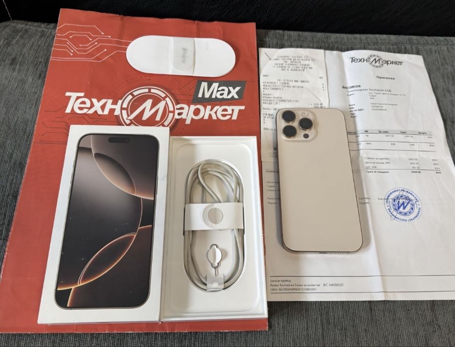 КАТО НОВ 256GB iPhone 16 Pro Max Техномаркет Гаранция 2026 Desert