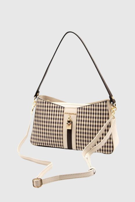 НОВО! ЛИКВИДАЦИЯ! Дамска чанта с мини катинарче каре Silver&Polo