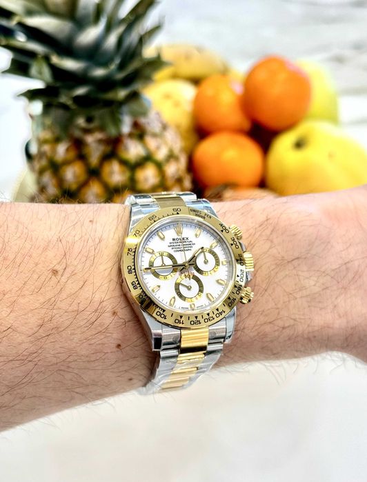 rolex daytona 4130 двуцветен / бял циферблат