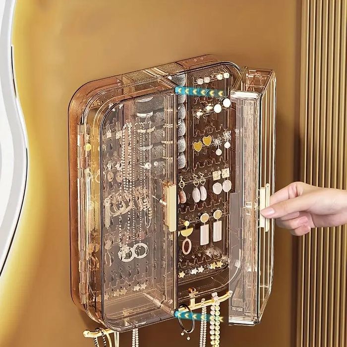 Стойка органайзер кутия за обеци, пръстени, гривни и колиета (стенна)