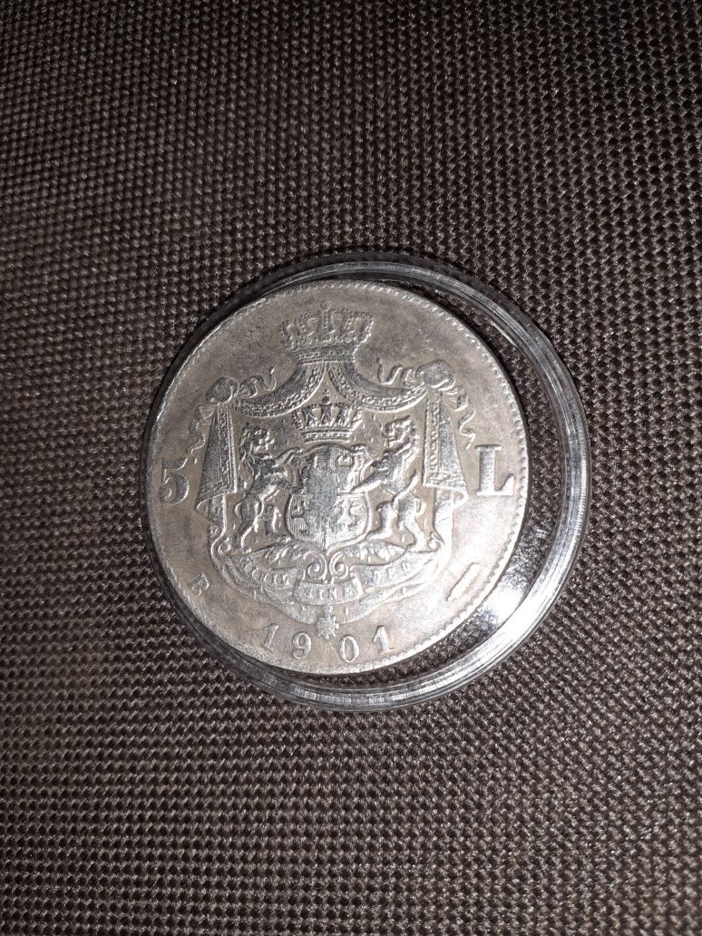 Moneda replica dupa 5 Lei 1901 Carol I