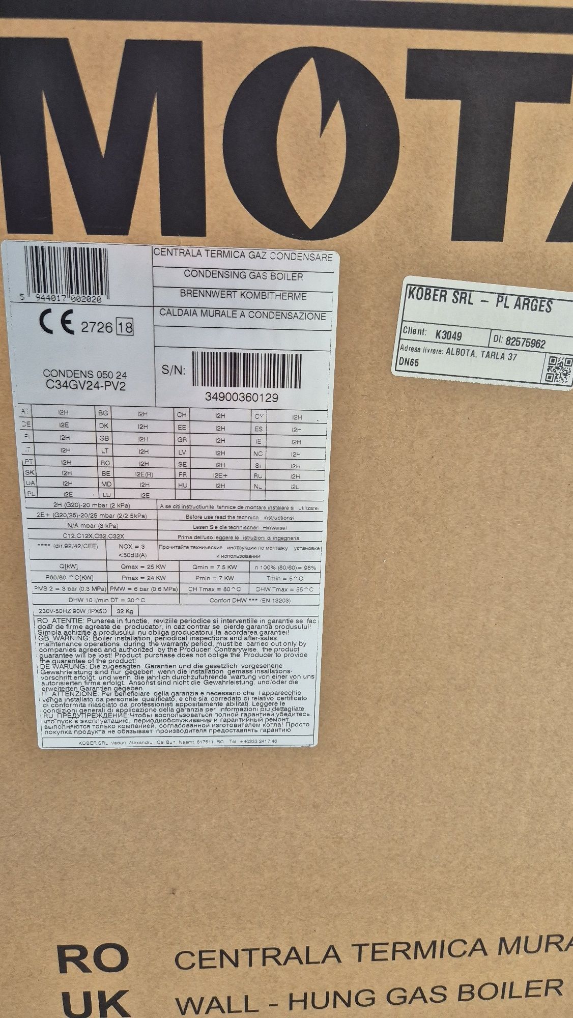 Centrală Termică 25 KW MOTAN,sigilată și cu garanție
