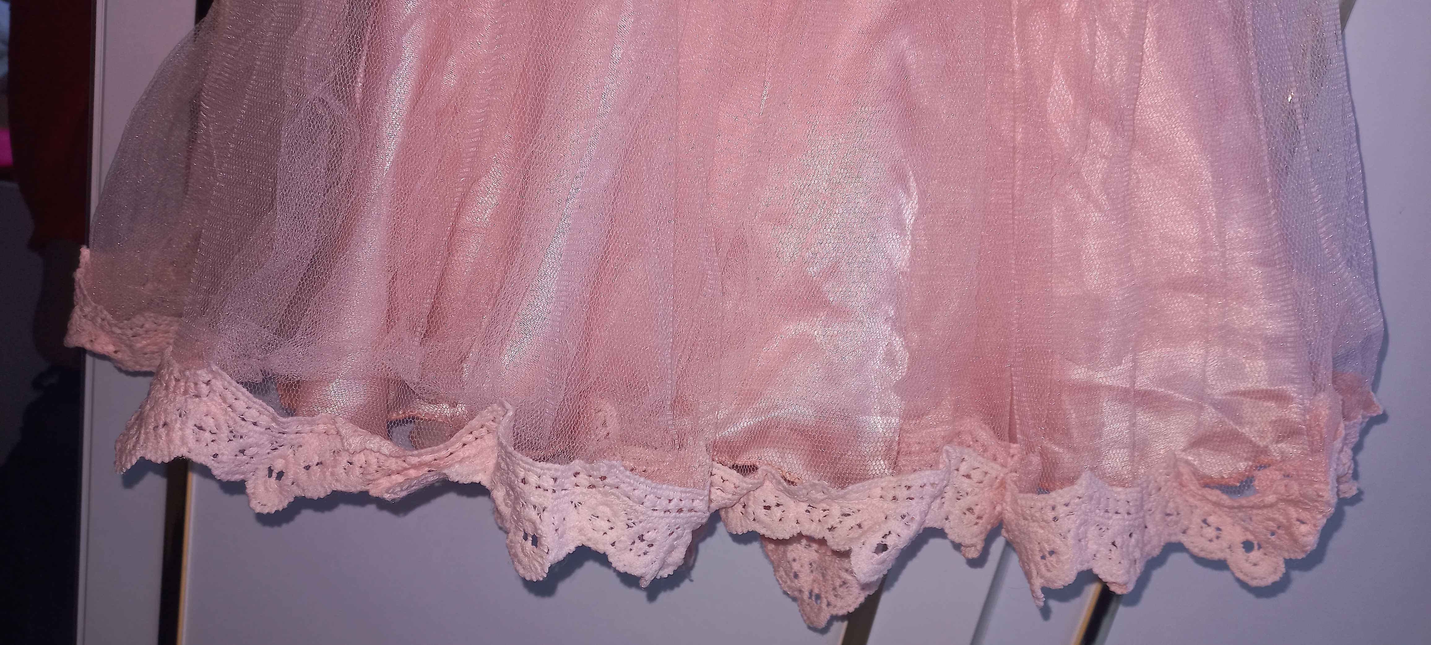 Розова булченска рокля за момиче 12м