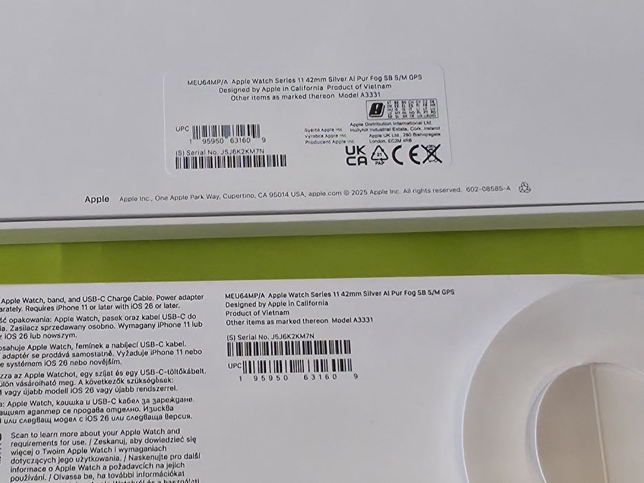 ЗАПЕЧАТАН 42mm Apple watch 11 BT Гаранция Yettel 2027 Silver | Purple