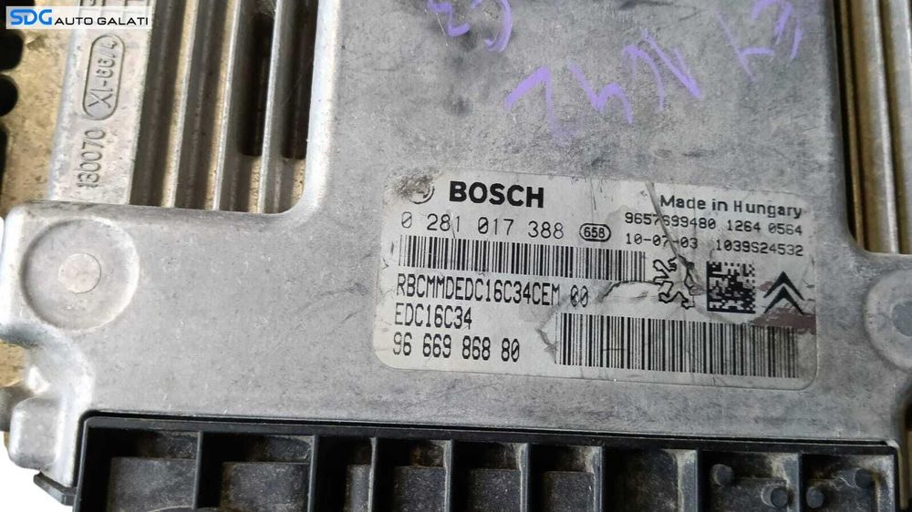 Kit Pornire Complet ECU Calculator Motor Calculator Confort Confort Cip Cheie Imobilizator Citroen C3 1.4 HDI 2003 - 2009 Cod 9666986880 0281017388 [M8425]