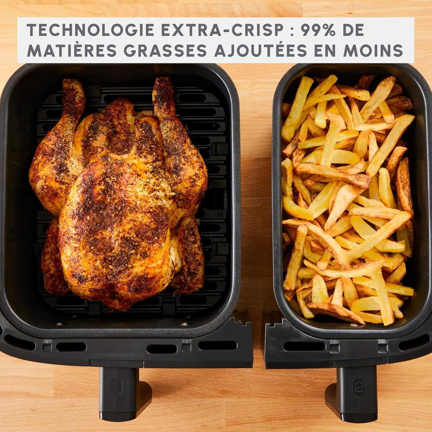 Двоен фритюрник с горещ въздух Moulinex Dual Easy Fry 8.3L 2450W