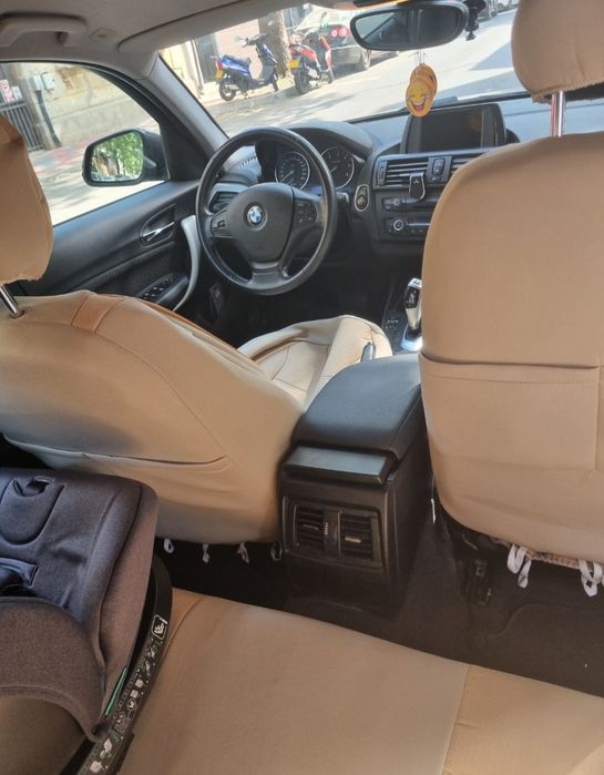 Huse auto crem tapițerie cu inserție de piele