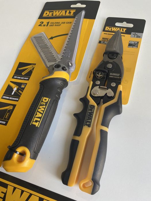 Ножица за ламарина DeWALT + Сгъваем Трион 2в1 за гипсокартон DeWALT