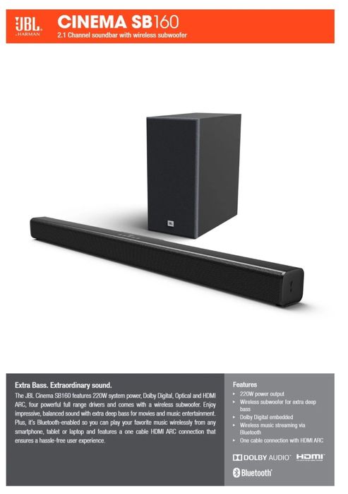 Soundbar JBL by Harman Kardon SB160 – sunet puternic, bass excelent!