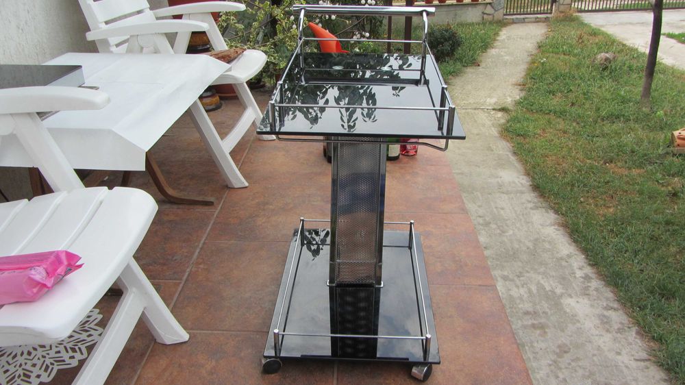 Carucior servire Gheridon frumos sticla si inox