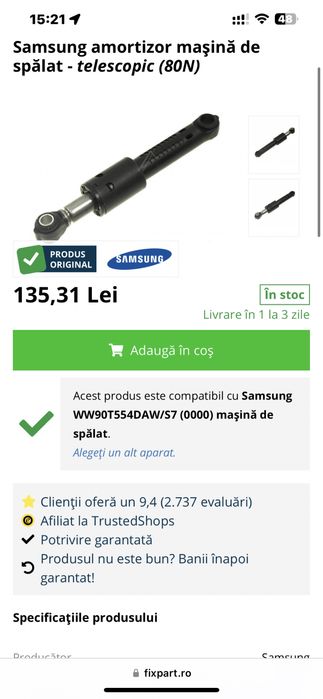 Telescop masina spalat samsung set 2buc