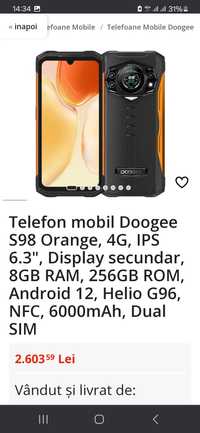 Vând DOOGEE S98 256GB nou sigilat liber de rețea