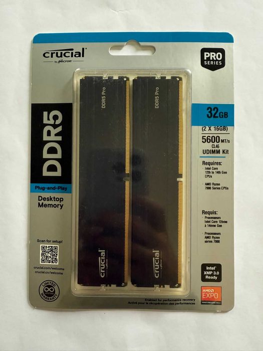 KIT Memorie Ram Crucial Pro DDR5 32 Gb 5600Mhz ! Sigilati + Garantie !
