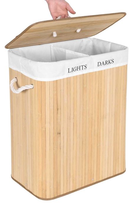 Cos de rufe haine dreptunghiular din bambus natural