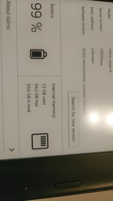 Четец за електронни книги /e-book reader Tolino Vision 6/kobo libra 2