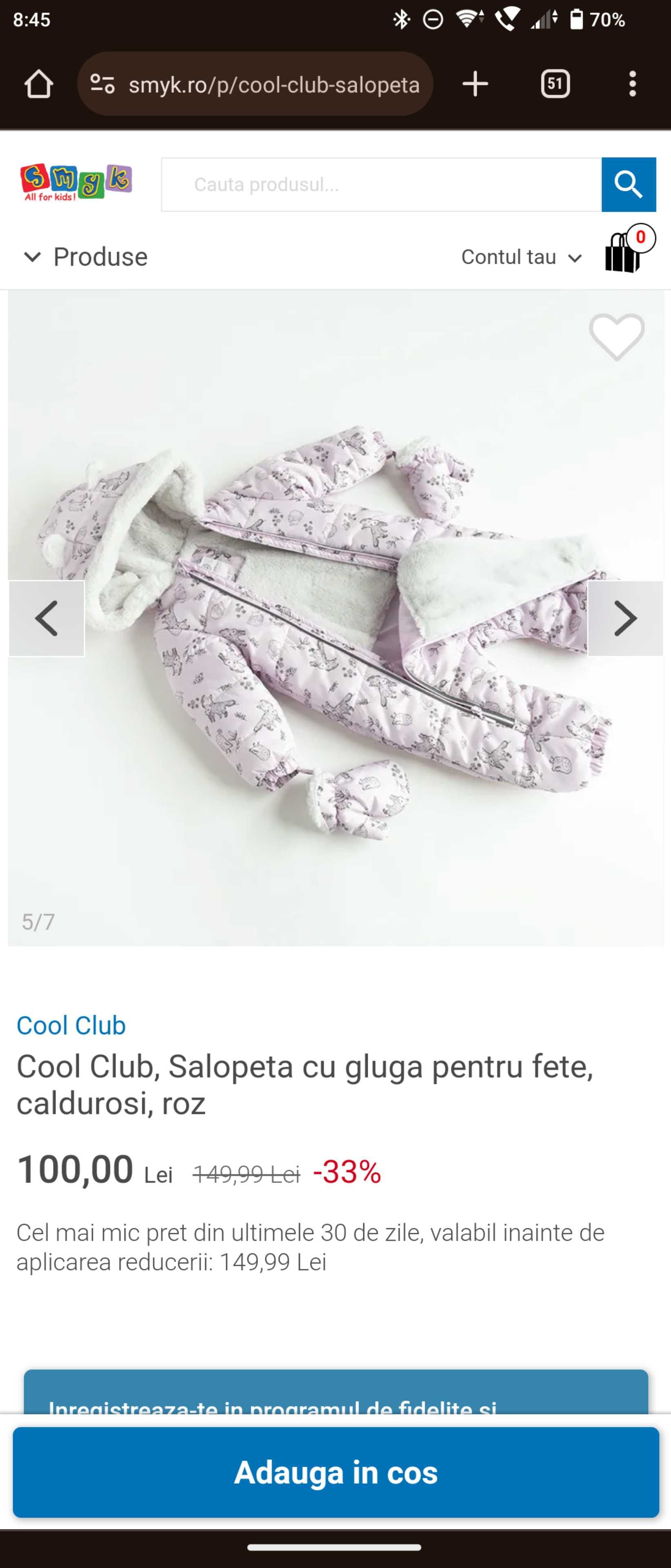 Salopeta fetite 12-18 luni COOL Club noua