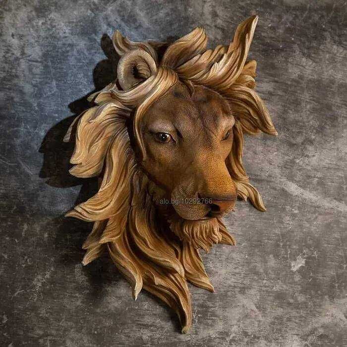 Ново Лъв Глава Пано за Декорация на Стена 55х35см