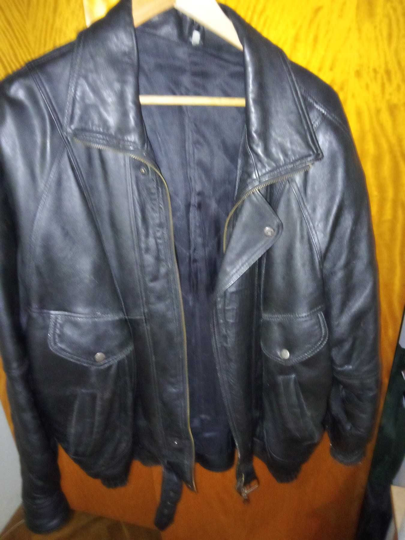 Мъжко черно яке от естествена кожа