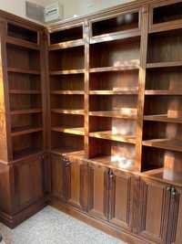 Biblioteca lemn masiv nuc + birou curbat lemn masiv nuc