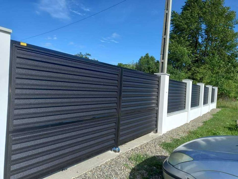 Garduri si porti din panou stil jaluzele, sipca metalica, plasa si BCA