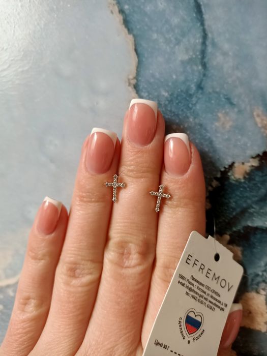 Серьги серёжки золотые крестики новые