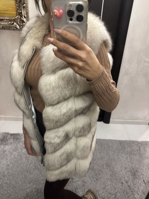 Елек естествен косъм от сребърна лисица