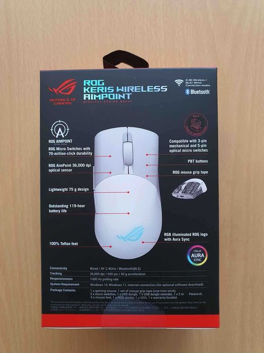 Mouse Gaming Wireless Bluetooth Fir ASUS ROG Keris AimPoint 36K Dp Nou