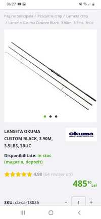 set 3 lansete okuma custom black de 3.90/3.60m 3,5lb 3buc