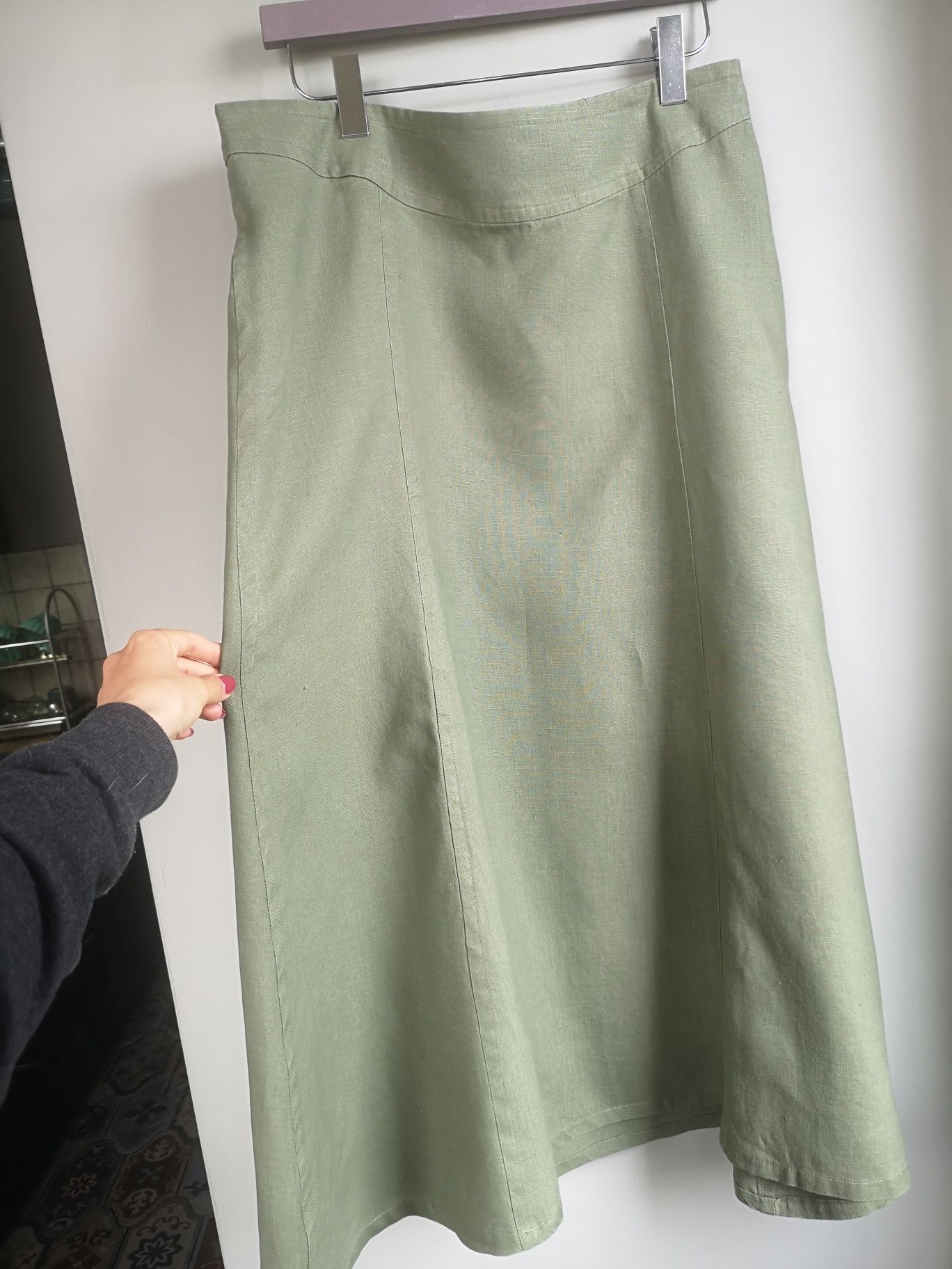 Zara, зелена пола, 100% лен, цена 20лв