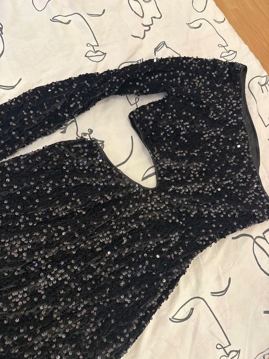 Официална къса рокля с паети XS