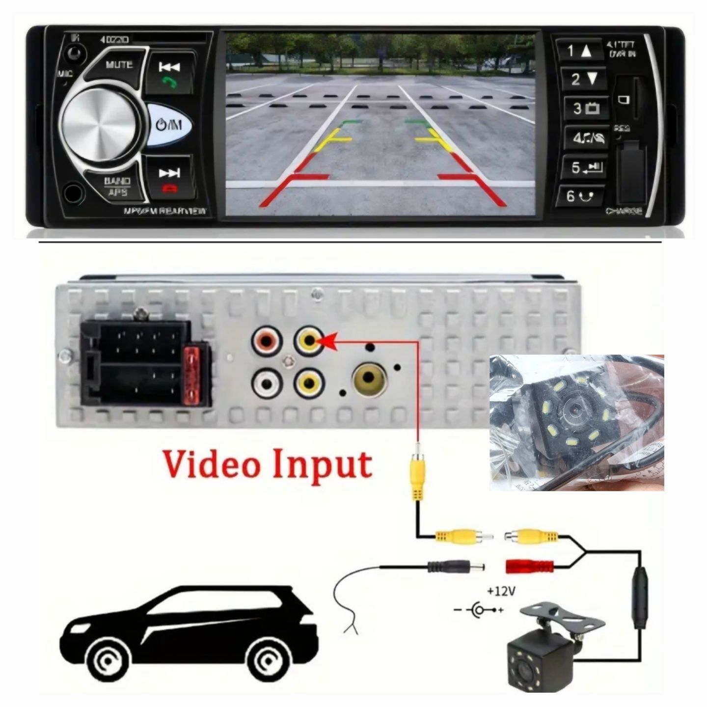 Radio NOU casetofon 1DIN auto cu ecran, Bluetooth, cameră marsarier