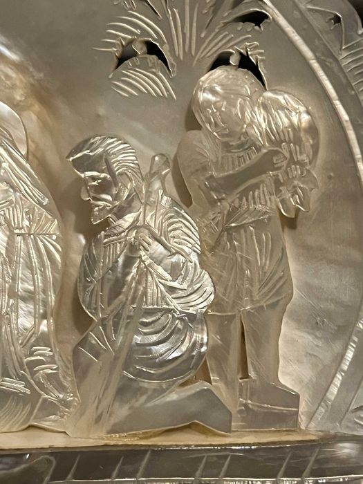 icoana tablou sculptura diorama placheta sidef art bieder rococo