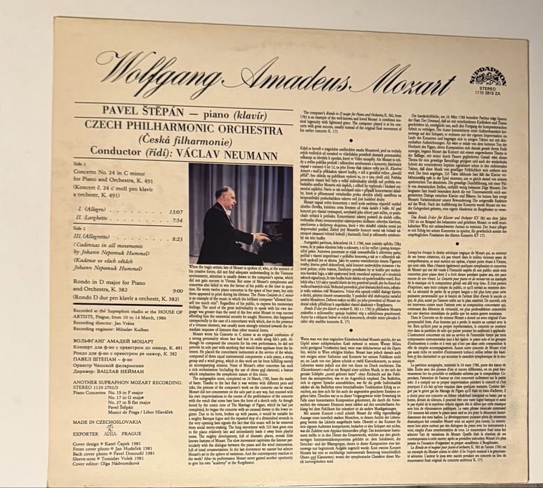 Vinil LP: Mozart - Concertul pentru pian nr. 24 și Rondo în Re major