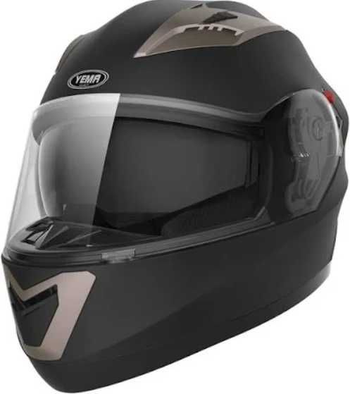 Casca moto YEMA M – full face, negru mat cu rose gold, eleganta