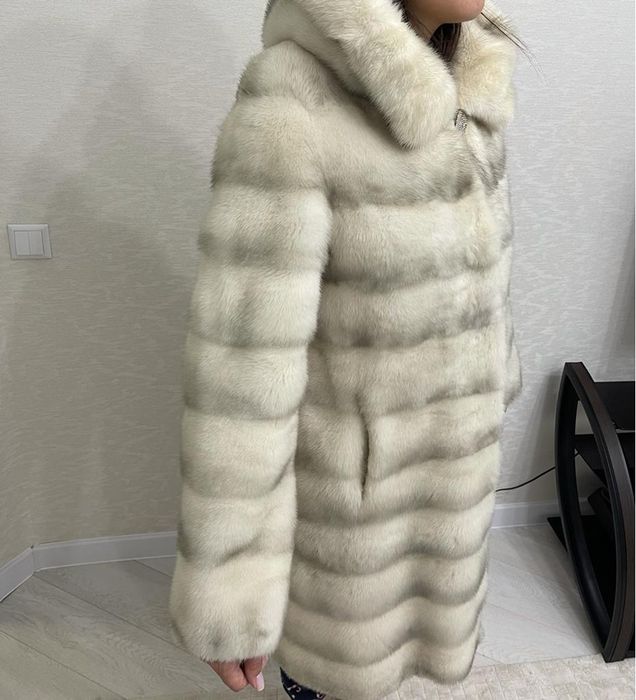 Шуба норковая цвет колотый лёд