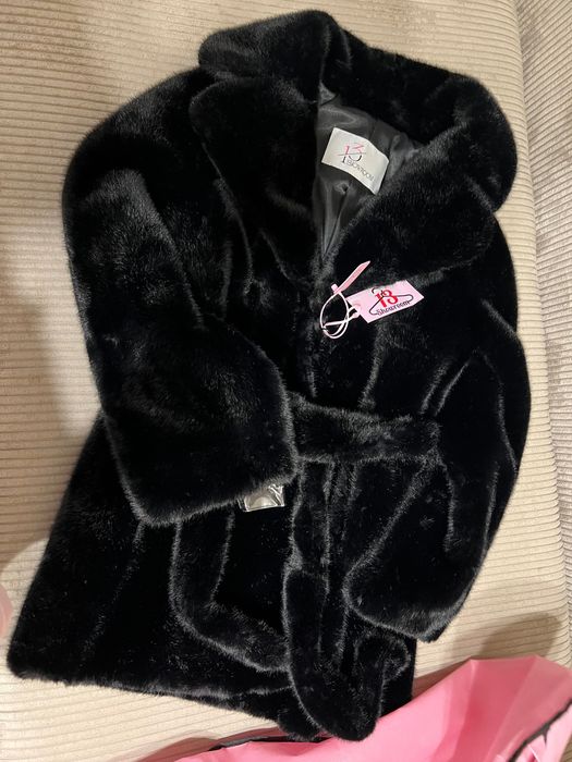 изкуствено черно кожено палто