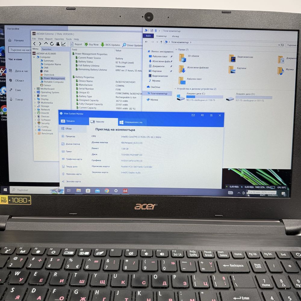 Acer Aspire 3 A315-53G/15,6” FHD/NVIDIA MX130/8GB DDR4/128GB NVMe+1TB