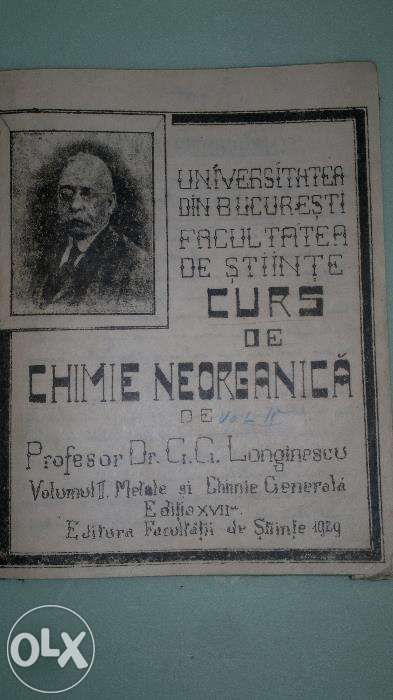 chimie anorganica curs litografiat al prof dr GG Longinescu editi 1929