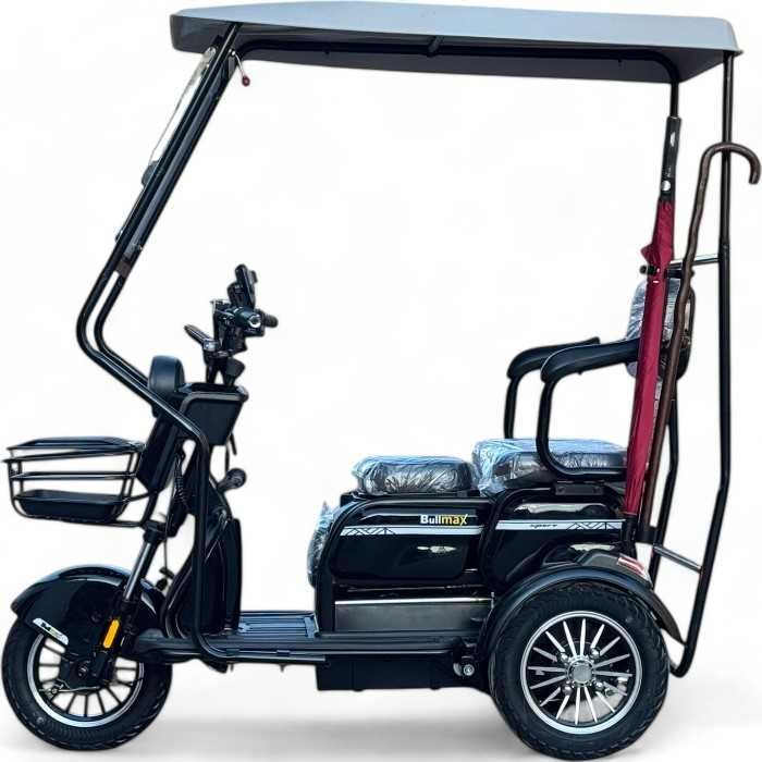 Триместна електрическа триколка С2+ С Покрив, 1500W, 5 батерии