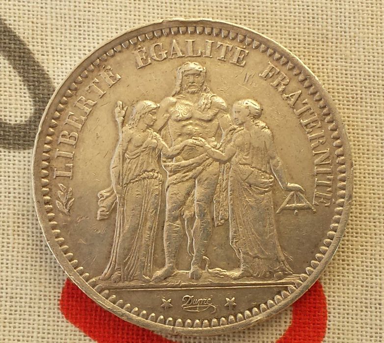 Франция Голяма Сребърна Монета 5 Франка 1873г/Херкулес