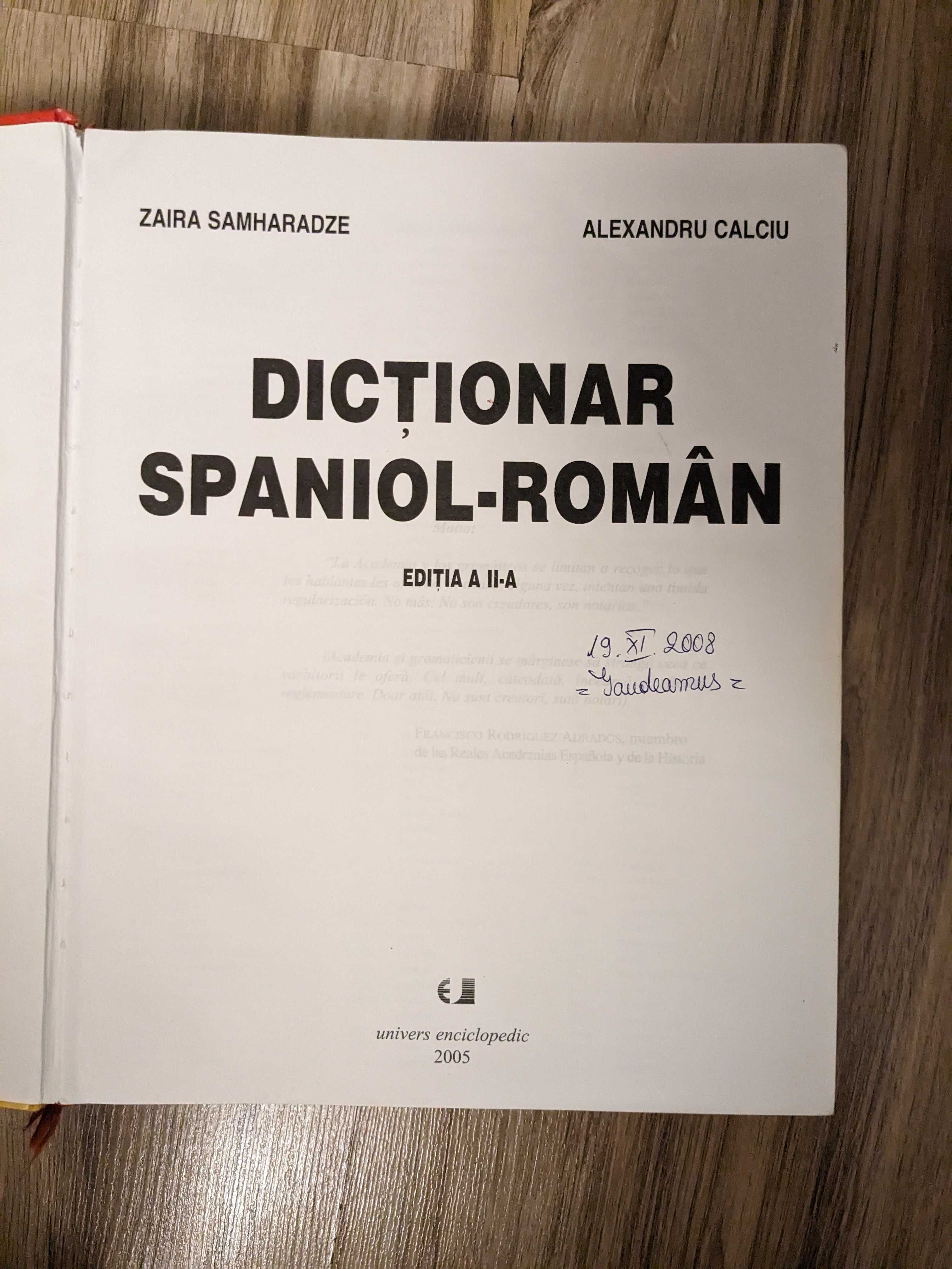 Dictionar Spanio Roman 2005 Alexandru Calciu, Zaira Samharadze