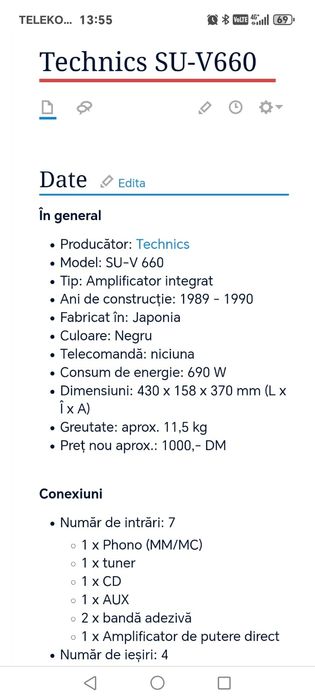 Stație amplificator Technics SU-V 660