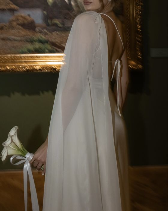 Miss Rosier Therese White Scarf Design Rochie mireasa