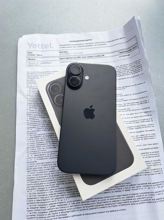 IPhone 16 Black 128GB Нов- 100% Батерия